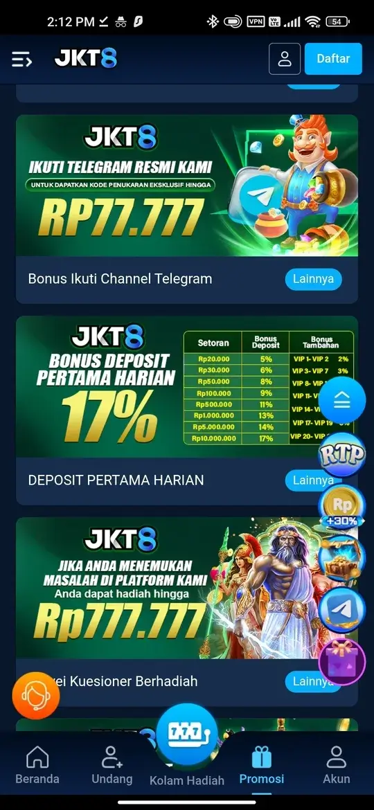 JKT8 APK Tampilan Utama